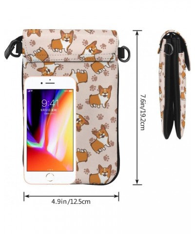 Cartoon Corgis Dog Women Small Crossbody Cell Phone Purse Leather Fashion Shoulder Bag With Shoulder Strap $24.92 Shoulder Bags