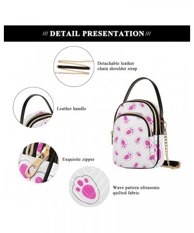 Pink Rabbit Footprints Small Crossbody Bag Quilted Handbags for Women Chain Shoulder Bag $13.25 Shoulder Bags