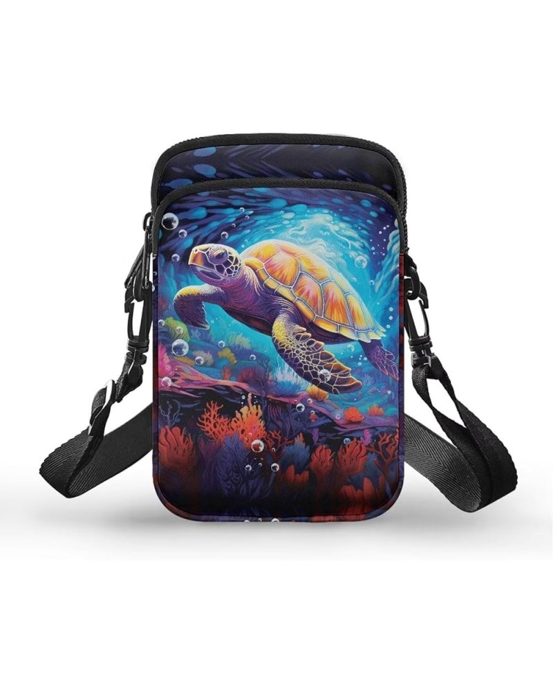 Small Crossbody Bags for Women Casual Phone Purse Cross Body Bag Women Art Turtle $10.00 Totes