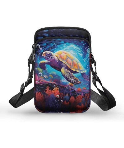 Small Crossbody Bags for Women Casual Phone Purse Cross Body Bag Women Art Turtle $10.00 Totes