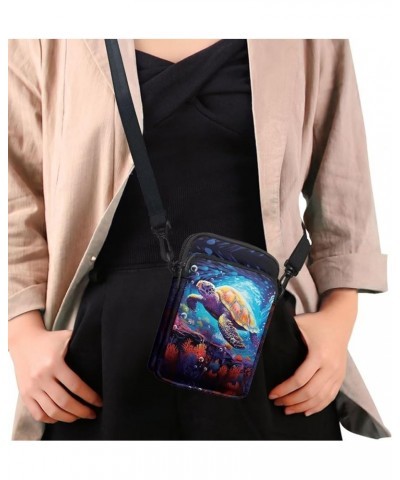 Small Crossbody Bags for Women Casual Phone Purse Cross Body Bag Women Art Turtle $10.00 Totes