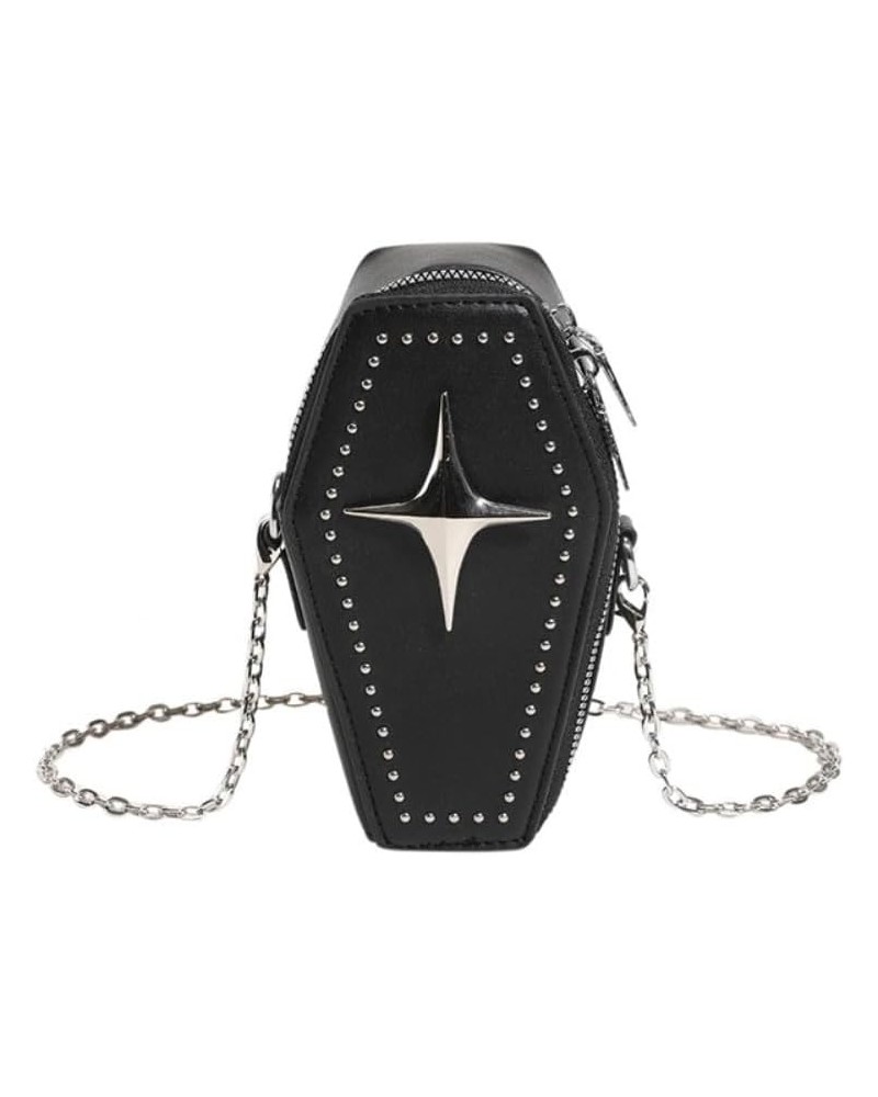 Gothic Crossbody Purse for women Punk Style Rivet Shoulder Bag Small Crossbody Purse Black $11.25 Crossbody Bags