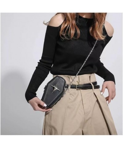 Gothic Crossbody Purse for women Punk Style Rivet Shoulder Bag Small Crossbody Purse Black $11.25 Crossbody Bags