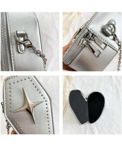 Gothic Crossbody Purse for women Punk Style Rivet Shoulder Bag Small Crossbody Purse Black $11.25 Crossbody Bags