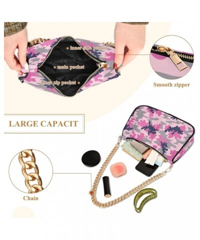 Handbags Chain Shoulder Tote Bag Pink Camo Satchel Purse Top Handle Crossbody Bags for Women $17.66 Satchels