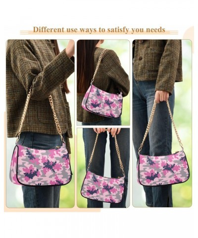 Handbags Chain Shoulder Tote Bag Pink Camo Satchel Purse Top Handle Crossbody Bags for Women $17.66 Satchels