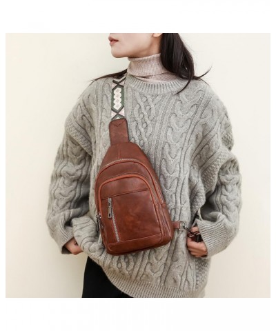 Women Leather Chest Bag Fashion Crossbody Sling Bag Versatile Shoulder Bum Bag Satchel Hobo Bag Daily Dating Bag Brown $8.86 ...