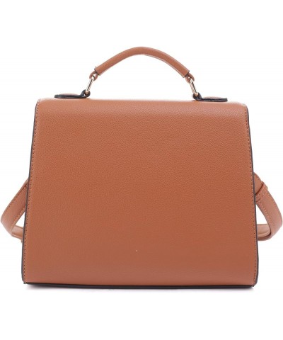 Women's Top Handle Satchel with Detachable Strap Small Pebbled Leather Crossbody Bag Tan $26.36 Satchels