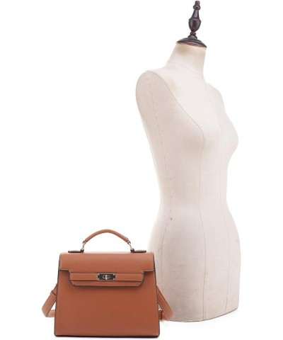 Women's Top Handle Satchel with Detachable Strap Small Pebbled Leather Crossbody Bag Tan $26.36 Satchels