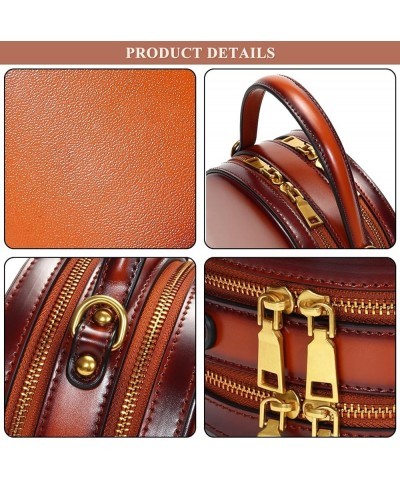 Retro Genuine Leather Top Handle Satchel for Women Crossbody Bags Casual Purse Simple Shoulder Classic Handbag Brown $44.28 S...