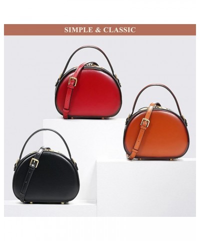 Retro Genuine Leather Top Handle Satchel for Women Crossbody Bags Casual Purse Simple Shoulder Classic Handbag Brown $44.28 S...