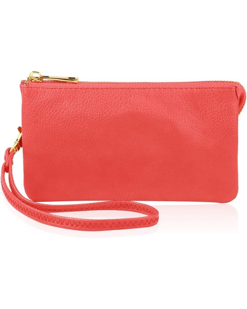 Convertible Faux Leather Wallet Purse Clutch - Mini Croc Handbag Detachable Chain Crossbody Strap Phone Holder Dark Coral $10...