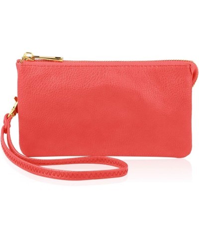 Convertible Faux Leather Wallet Purse Clutch - Mini Croc Handbag Detachable Chain Crossbody Strap Phone Holder Dark Coral $10...