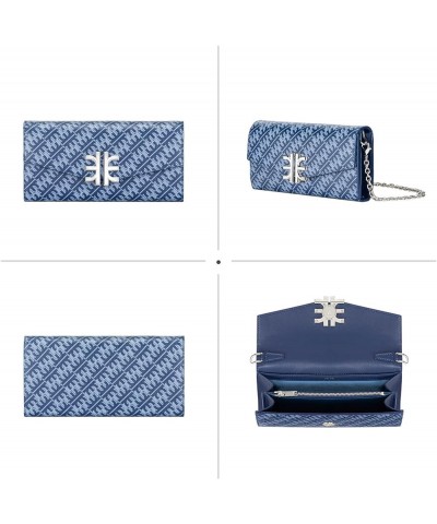 Women's FEI Chain Clutch Bag Small Monogram Crossbody Bag Navy $36.75 Clutches