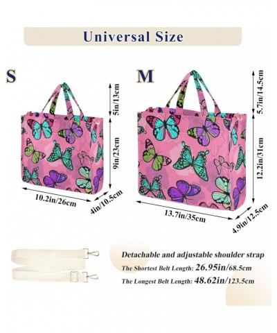 Tote Bag Butterfly on Pink Background Trendy Corduroy Bag Crossbody Bag with Zipper and Magnetic Clasp $13.57 Totes