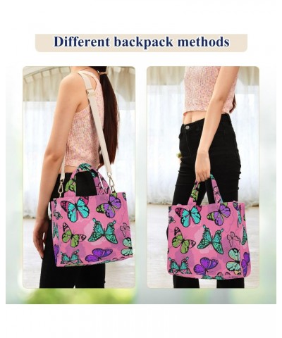 Tote Bag Butterfly on Pink Background Trendy Corduroy Bag Crossbody Bag with Zipper and Magnetic Clasp $13.57 Totes