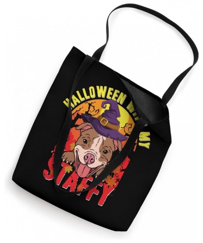 Halloween With My Staffy - Scary Staffordshire Bull Terrier Tote Bag $16.79 Totes