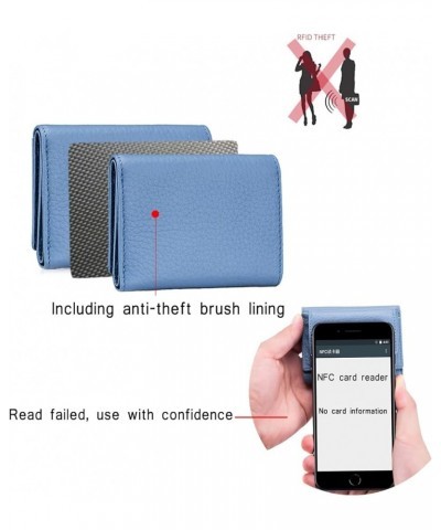 Sweet Wallet Ladies Small Coin Wallet Thin Bifold Leather with RFID Protection Wallet Girls with Zipper Coin Compartment,Blue...