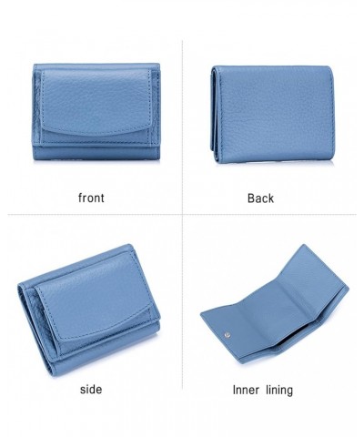 Sweet Wallet Ladies Small Coin Wallet Thin Bifold Leather with RFID Protection Wallet Girls with Zipper Coin Compartment,Blue...