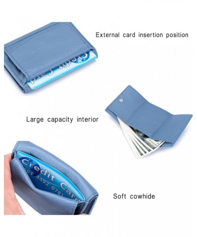 Sweet Wallet Ladies Small Coin Wallet Thin Bifold Leather with RFID Protection Wallet Girls with Zipper Coin Compartment,Blue...