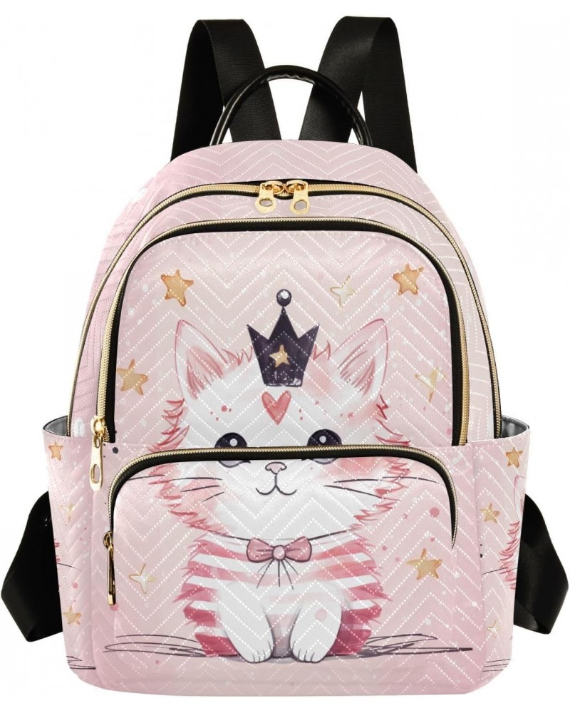 Cute Cat Tiara Star Backpack for Women Shoulder Bag Travel Purse Casual Daypack Lightweight Small Backpacks for Outdoor Ladie...