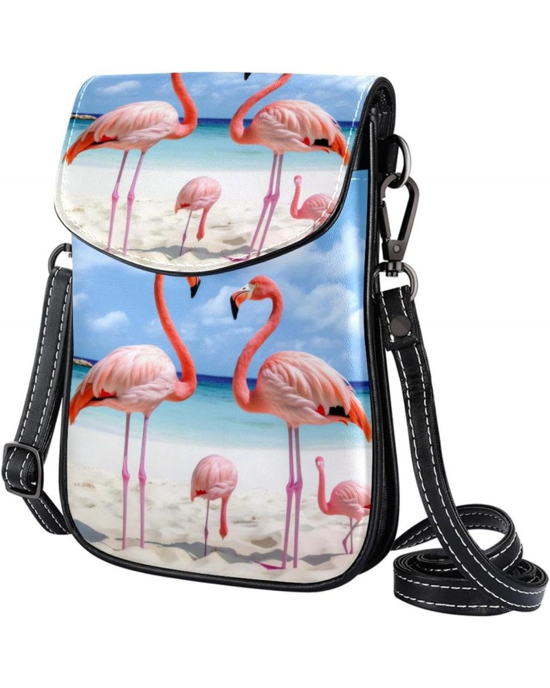 Faux Leather Crossbody Bag for Women, Messenger Bag, Shoulder Bag, Tropical Beach Animal Bird Flamingo $12.88 Crossbody Bags