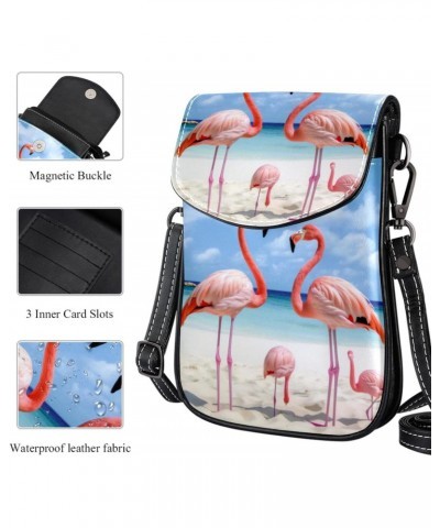 Faux Leather Crossbody Bag for Women, Messenger Bag, Shoulder Bag, Tropical Beach Animal Bird Flamingo $12.88 Crossbody Bags