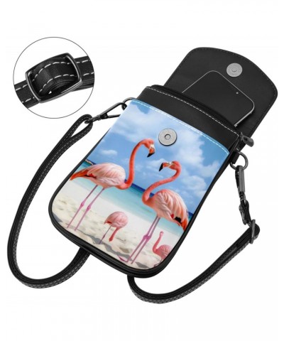 Faux Leather Crossbody Bag for Women, Messenger Bag, Shoulder Bag, Tropical Beach Animal Bird Flamingo $12.88 Crossbody Bags