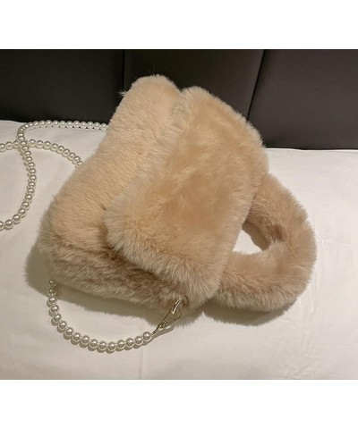 Women's Fluffy Tote Bag Cute Small Furry Clutch Handbags Plush Purse Y2K Trendy Fuzzy Shoulder Bag 2023 Khaki $18.91 Totes