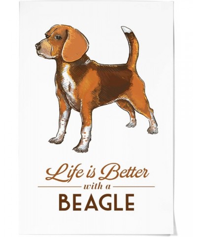 36x54 Inch Giclee Art Print Wall Decor, Beagle, Life is Better, White $36.00 Totes