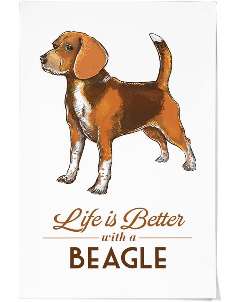 36x54 Inch Giclee Art Print Wall Decor, Beagle, Life is Better, White $36.00 Totes