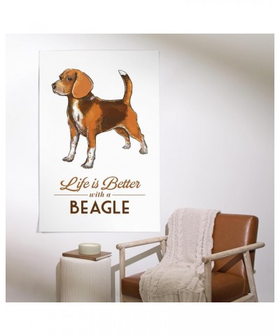 36x54 Inch Giclee Art Print Wall Decor, Beagle, Life is Better, White $36.00 Totes