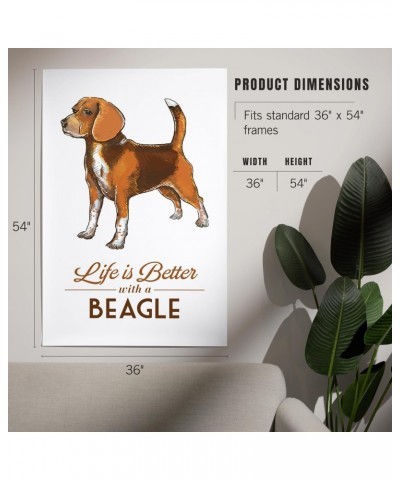 36x54 Inch Giclee Art Print Wall Decor, Beagle, Life is Better, White $36.00 Totes