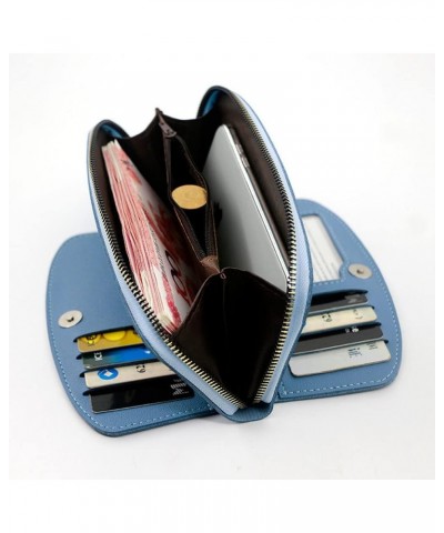 Trifold Wallets for Women Leather Credit Card Holder with Furry Ball Decoration Large Capacity Wristle Bag (Pink) Blue $9.89 ...