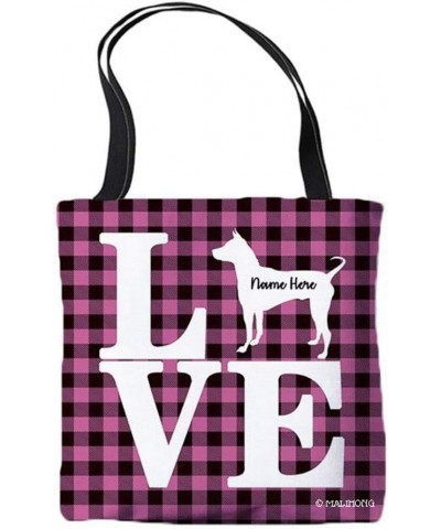 Dog Personalized Tote Bag Thai Ridgeback Silhouette Puppy Pink Lattice Bag Thai Ridgeback $9.17 Travel Gear