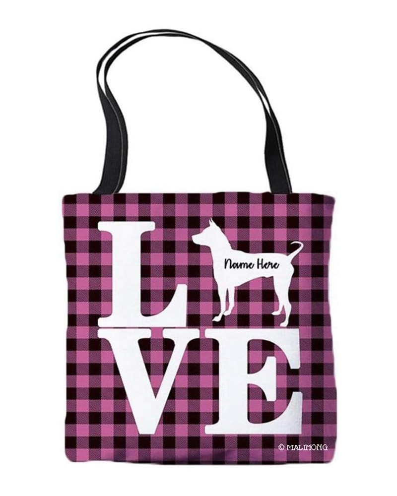 Dog Personalized Tote Bag Thai Ridgeback Silhouette Puppy Pink Lattice Bag Thai Ridgeback $9.17 Travel Gear