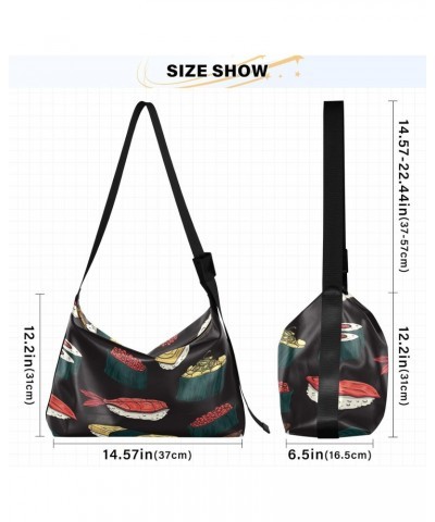 Sushi Food Pattern Hobo Crossbody Bags for Women Leather Large Shoulder Bag Cross Body Trendy Womens Tote Bags Handbag for Tr...