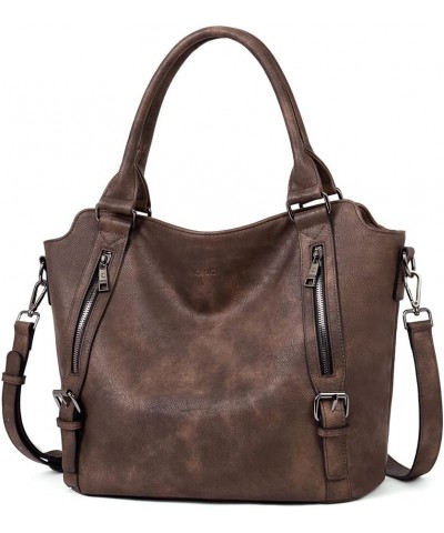 Purses for Women Vegan Leather Handbags Tote Purse Shoulder Bag Large Ladies Hobo Bags 02-dark Coffee $24.29 Shoulder Bags