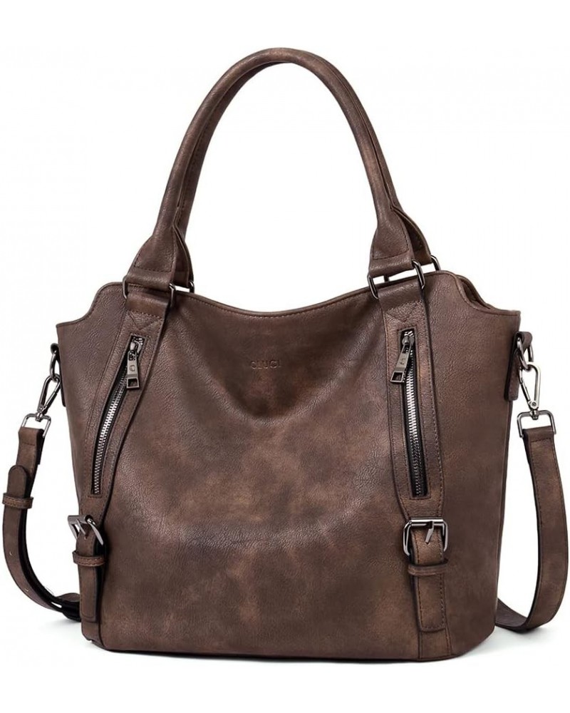 Purses for Women Vegan Leather Handbags Tote Purse Shoulder Bag Large Ladies Hobo Bags 02-dark Coffee $24.29 Shoulder Bags