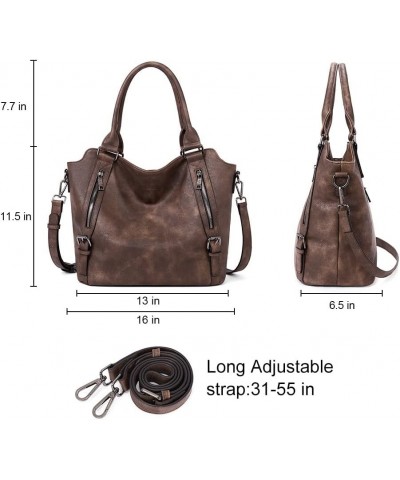 Purses for Women Vegan Leather Handbags Tote Purse Shoulder Bag Large Ladies Hobo Bags 02-dark Coffee $24.29 Shoulder Bags