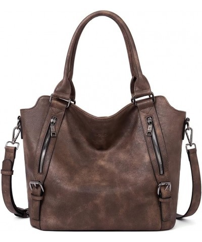 Purses for Women Vegan Leather Handbags Tote Purse Shoulder Bag Large Ladies Hobo Bags 02-dark Coffee $24.29 Shoulder Bags