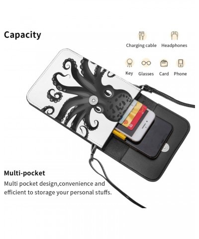 Classic Black Octopus Crossbody Bags Cell Phone Purse Leather Phone Bags Shoulder Bags Lightweight Small Wallet for Women $15...