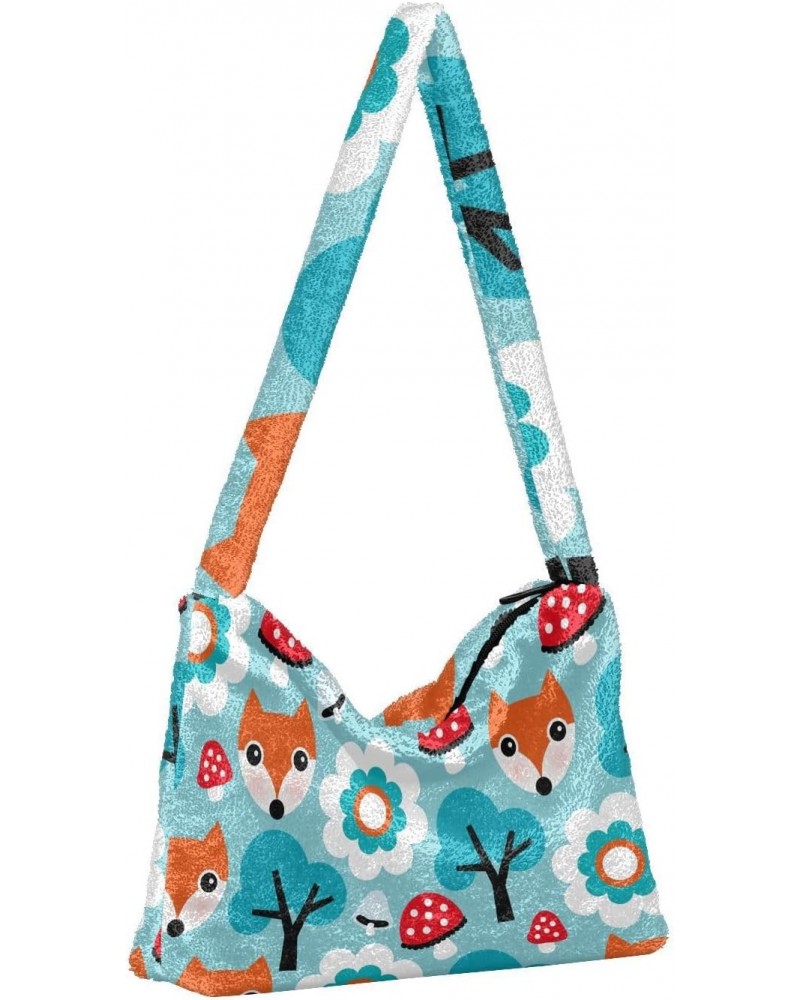 Women Boho Handbag Cactus Hedgehog Cartoon Flower Tree Fox Mushroom Underarm Bag Tote Bag Shoulder Bag Crossbody Bag Fluffy C...