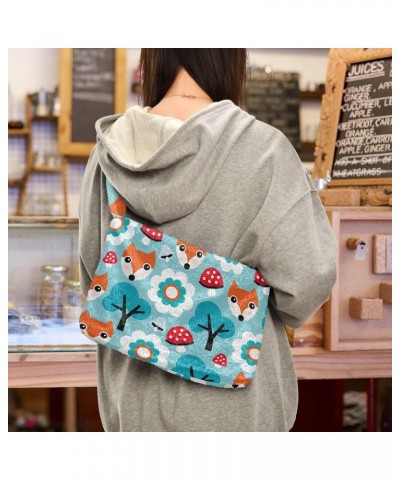 Women Boho Handbag Cactus Hedgehog Cartoon Flower Tree Fox Mushroom Underarm Bag Tote Bag Shoulder Bag Crossbody Bag Fluffy C...