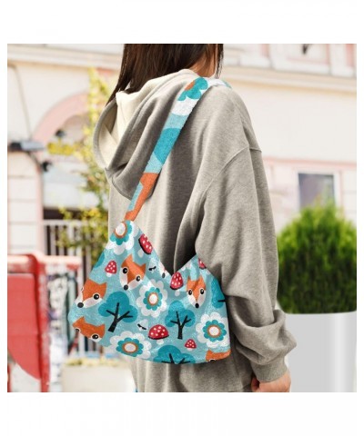 Women Boho Handbag Cactus Hedgehog Cartoon Flower Tree Fox Mushroom Underarm Bag Tote Bag Shoulder Bag Crossbody Bag Fluffy C...