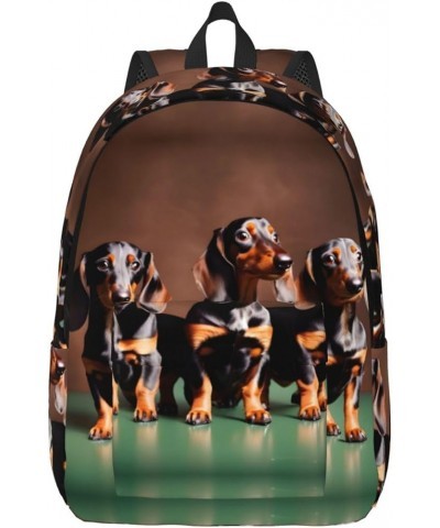 Dachshund Weiner Dog Print Unisex Canvas Bag Canvas Shoulder Pouch Pack Lightweight Backpack For Woman Lady Black Small $22.8...