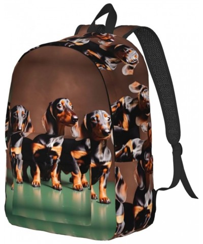 Dachshund Weiner Dog Print Unisex Canvas Bag Canvas Shoulder Pouch Pack Lightweight Backpack For Woman Lady Black Small $22.8...