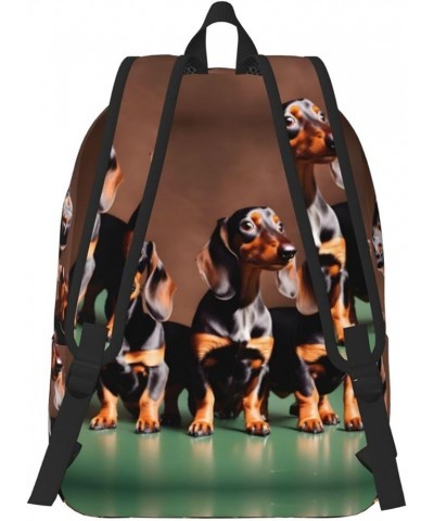 Dachshund Weiner Dog Print Unisex Canvas Bag Canvas Shoulder Pouch Pack Lightweight Backpack For Woman Lady Black Small $22.8...