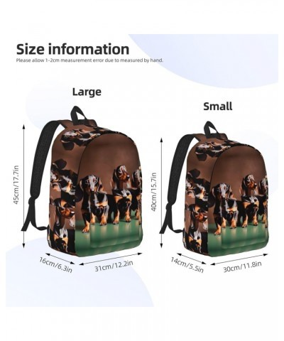 Dachshund Weiner Dog Print Unisex Canvas Bag Canvas Shoulder Pouch Pack Lightweight Backpack For Woman Lady Black Small $22.8...