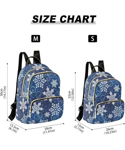 Christmas Blue Snowflake Fashion Travel Backpack for Women Multi Pockets Lightweight Purse for Women-S Multicolor Small $15.5...